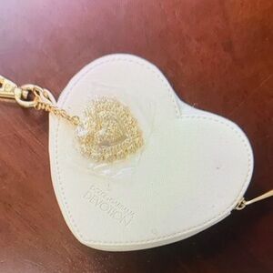 Dolce & Gabbana Cream Heart Key Holder with Gold Charm
